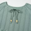 Women's Laurel Green Tie Split Neck Textured Ruffle Patchwork Blouse - Image 6