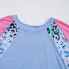 Women's Sky Blue Leopard Print Colorblock Plus Size T-Shirt - Casual and Cozy - Image 10