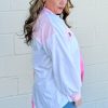 Women's Plus Size Color Block Chest Pocket Half Button Sweatshirt - Image 3