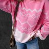 Women's Pink Aztec Geometric Drop Shoulder Casual Sweater - Image 4