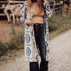 Women's Sky Blue Western Aztec Printed Open Front Long Cardigan - Image 5