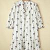 Plus Size Apricot Bow Printed Puff Sleeve Ruffled Mini Dress for Women - Image 6