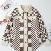 Women's Brown Checkered Print Corduroy Shacket - Image 4