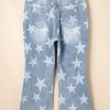 Trendy Sky Blue Star Printed Plus Size Jeans with Multi Buttons and Slit Knee - Image 4