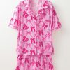 Women's Pink Bow Print Half Sleeve Shirt and Shorts Pajamas Set - Image 8