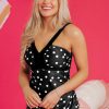 Women's Black Polka Dot Print V Neck Tankini Set - Stylish Two-Piece Swimwear - Image 3