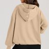 Women's Parchment Solid Oversized Hoodie with Kangaroo Pocket - Image 3