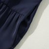 Elegant Navy Blue Plus Size Dress with Collared V Neck and Flutter Sleeves - Image 21