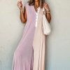 Chic Women's Parchment Color Block Corded Knit Super Wide Leg Jumpsuit - Image 5