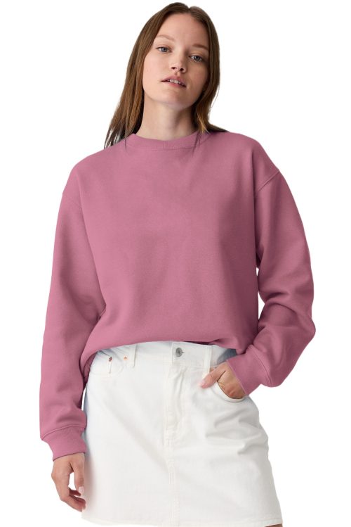 Women's Meadow Mauve Solid Fleece Lined Drop Shoulder Sweatshirt