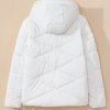 Women's White Solid Quilted Hooded Zip Up Puffer Jacket for Winter - Image 8