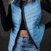 Women's Sky Blue Plush Collared Quilted Zipped Puffer Vest for Winter Style - Image 13