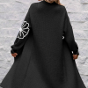 Elegant Black Flower Embroidered Drop Shoulder Open Front Duster Cardigan for Women - Image 5