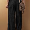 Women's Black Textured Wide Smocked Waist Loose Pants - Image 3