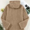 Women's Pale Khaki Fleece Zip Up Hooded Jacket with Drawstring and Pockets - Image 15