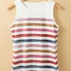 Women's Red Stripe Rainbow Sleeveless Round Neck Tank Top - Casual Summer Style - Image 8