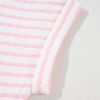 Chic Pink Stripe Knitted Short Sleeve Top and Drawstring Shorts Set for Women - Image 15