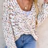 Women's White Confetti Reversible Twist Sweater - Versatile and Stylish - Image 4