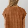 Women's Camel Round Neck Textured Knit Sweater Vest for Casual and Formal Wear - Image 2