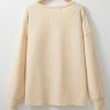 Women's Apricot Corded Drop Shoulder Long Sleeve Top - Image 6