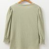 Women's Laurel Green Textured Half Sleeve Blouse - Stylish Round Neck Top for Daily Wear - Image 5