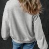 Women's Light Grey Zip-Up Stand Neck Sweatshirt with Kangaroo Pockets - Image 2