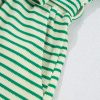 Women's Green Stripe Textured Short Sleeve Collared Buttoned Waist Tie Romper - Chic & Casual Style - Image 18