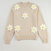 Women's Parchment Floral Crochet Chunky Knit Sweater - Image 6