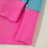 Women's Light Blue Colorblock Patchwork Crew Neck Sweatshirt - Image 10