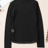 Women's Black Sequin Velvet Sheer Mesh Mock Neck Blouse for Elegant Night Out - Image 9