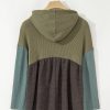 Women's Laurel Green Colorblock Patchwork Hooded Top with Wide Sleeves - Image 6