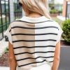 Women's Black Stripe Colorblock Quarter Zip Collar Sweater Vest - Stylish and Modern - Image 8