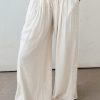 Women's White Casual Tie Waist Pleated Wide Leg Pants for Summer - Image 6