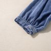 Women's 3/4 Sleeve Ruffled Pocket Denim Blouse in Sky Blue - Image 12