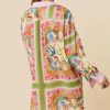 Women's Multicolor Boho Floral Print Buttoned Long Sleeve Shirt Dress - Image 2