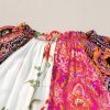 Women's Multicolour Boho Floral Patchwork Buttoned Short Sleeve Blouse - Image 9