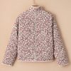 Women's Pink Floral Print Stand Neck Coat with Contrast Edge Detail - Image 12