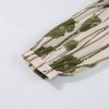 Women's Guacamole Green Floral Striped Puff Sleeve Dress with Contrast Piping - Image 8