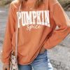Women's Orange PUMPKIN Spice Corded Crewneck Sweatshirt - Image 10