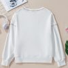 Women's White Rainbow Contrast Trim Drop Shoulder Pullover Sweatshirt - Image 7