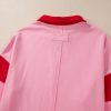 Plus Size Rose Striped Patchwork Side Split Collared Sweatshirt - Image 16