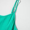 Women's Sea Green Textured Buttoned Mini Dress with Thin Straps - Image 14