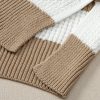 Women's Light French Beige Colorblock Striped Drop Shoulder Sweater with Side Slit - Image 18