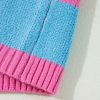 Women's Sachet Pink Colorblock Plaid Pattern Ribbed Trim Sweater Tank Top - Image 9