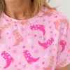 Women's Pink Western Boots Printed Short 2-Piece Lounge Set for Summer - Image 7