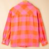 Women's Orange Plaid Chest Pocket Button-up Turn Down Collar Jacket - Image 8