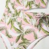 Women's Pink Tropical Asymmetric Cut-Out Halter Backless One Piece Swimwear - Image 25