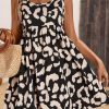 Chic Black Leopard Print U Neck Sleeveless High Waist Mini Dress - Image 5