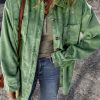 Women's Mist Green Corduroy Patched Pocket Button Up Shacket - Image 6