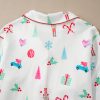 Women's White Christmas Print Lapel Sleep Shirt and Pants Set - Image 19